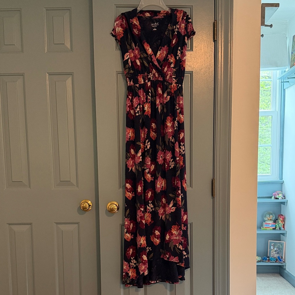 Isabel Maternity by Ingrid & Isabel Navy Maxi Dress with Pink Floral Print